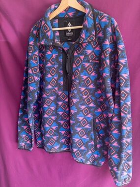 Columbia Aztec Geometric Print Fleece Jacket Full Zip Woman’s Size L